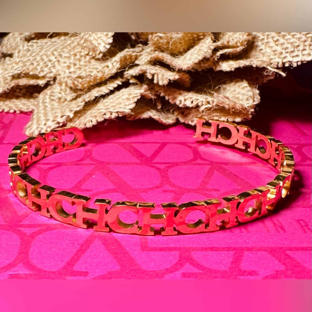 Chic Pink and Gold Bangle Bracelet - Picture 2 of 7
